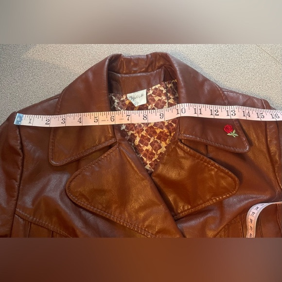 Vintage 1970s Opera Brown Leather Trench Coat Size 10 - Picture 10 of 14
